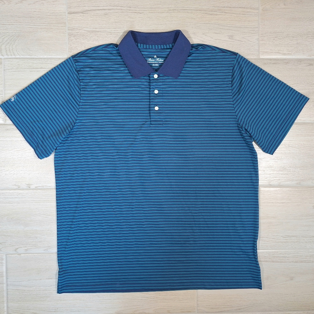 Brooks Brothers Performance Vintage Stripe Pique Men's Blue Polo Shirt